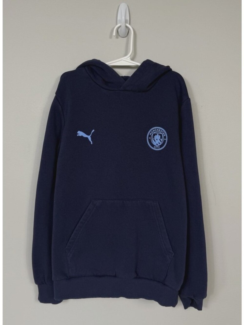 Manchester City Training Football Soccer Hoodie Puma Youth M Navy Blue